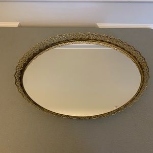 Vintage oval mirror tray